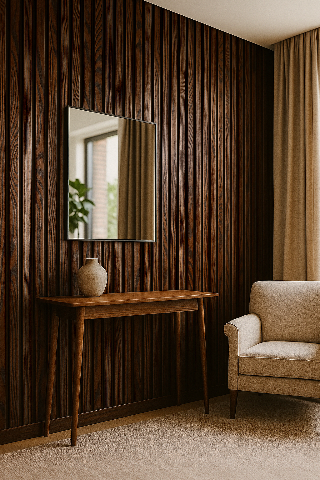 🧱 Lambrín PVC para Interiores Caja 14 pzas | Palo de Rosa – Interdeck
