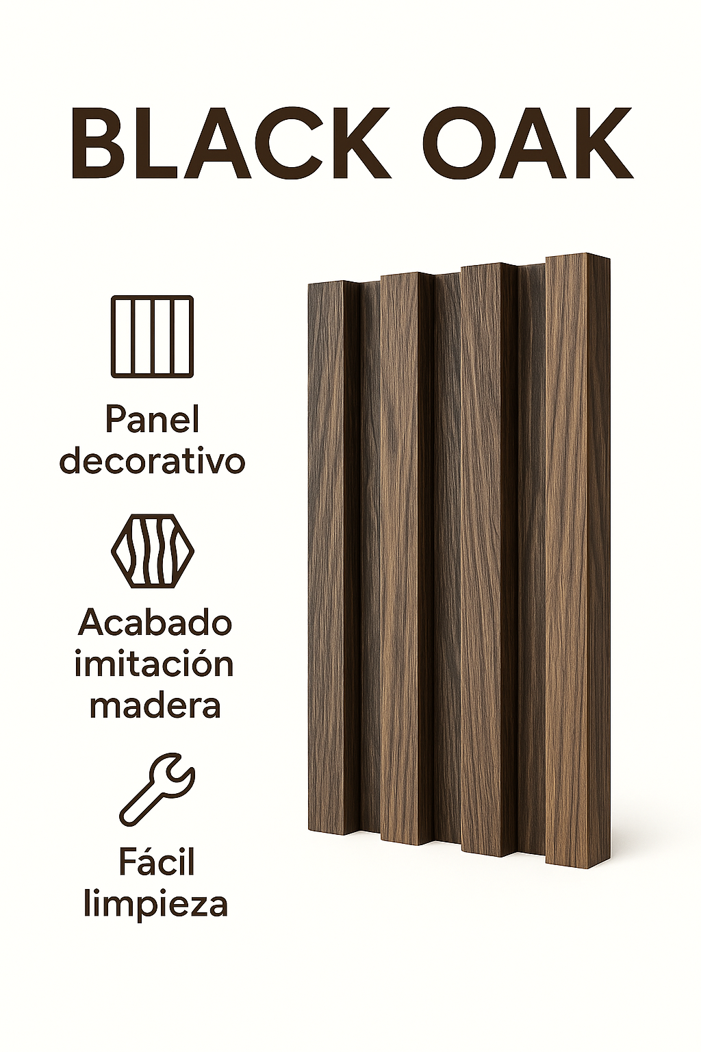 🧱 Lambrín PVC para Interiores Caja 14 pzas | Black Oak – Interdeck