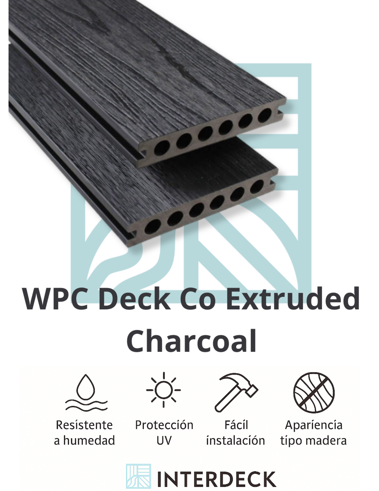WPC Deck Coextruido Charcoal 2.90 m | Interdeck