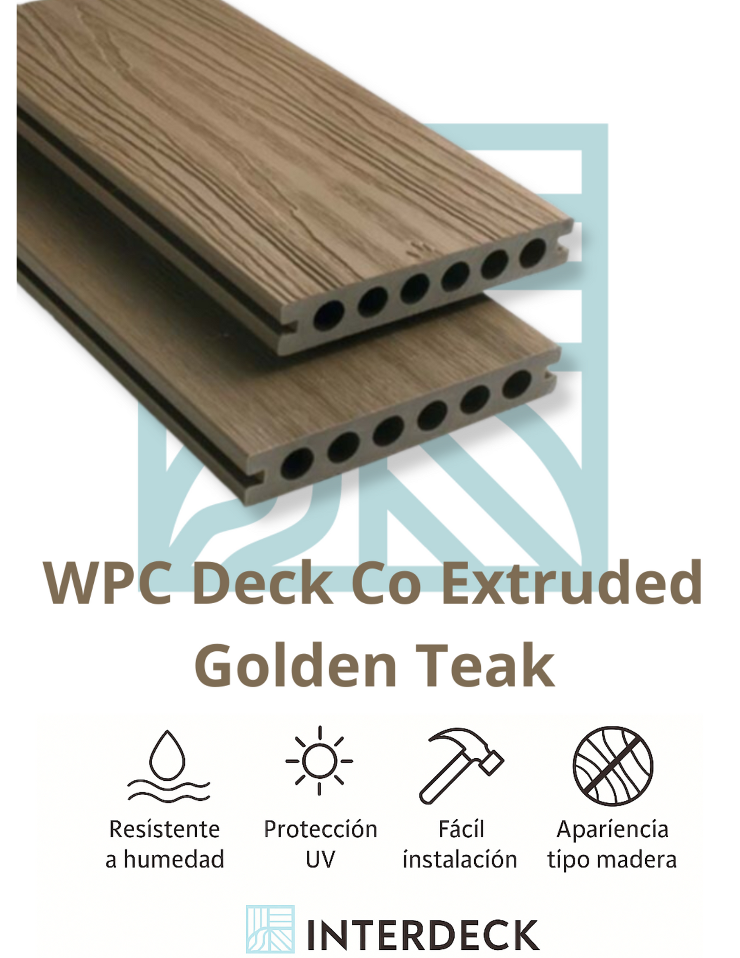 WPC Deck Coextruido Golden Teak 2.90 m | Interdeck