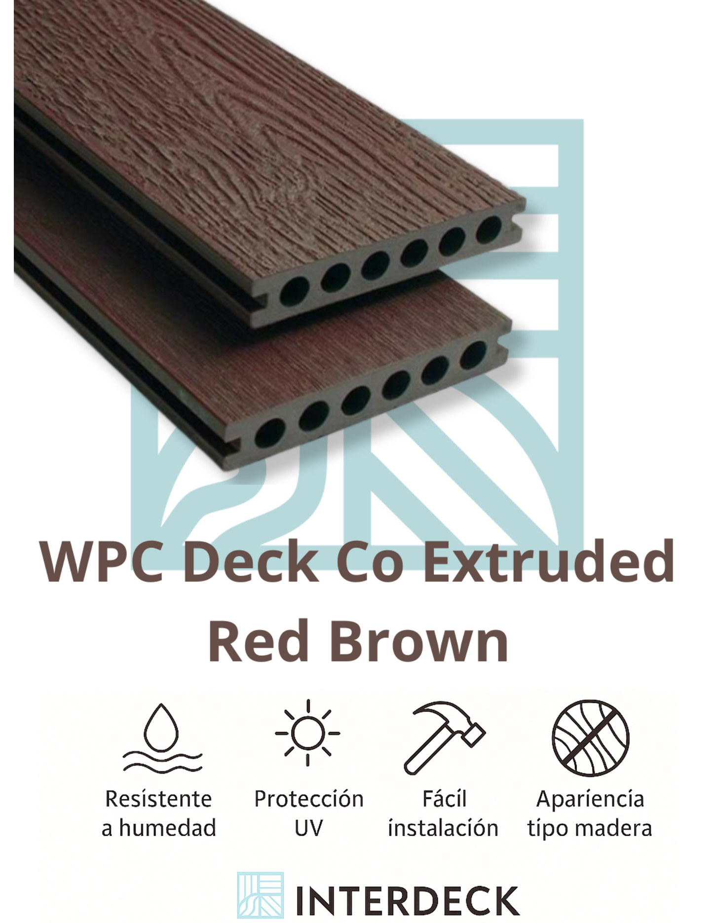 WPC Deck Coextruido Red Brown 2.90 m | Interdeck