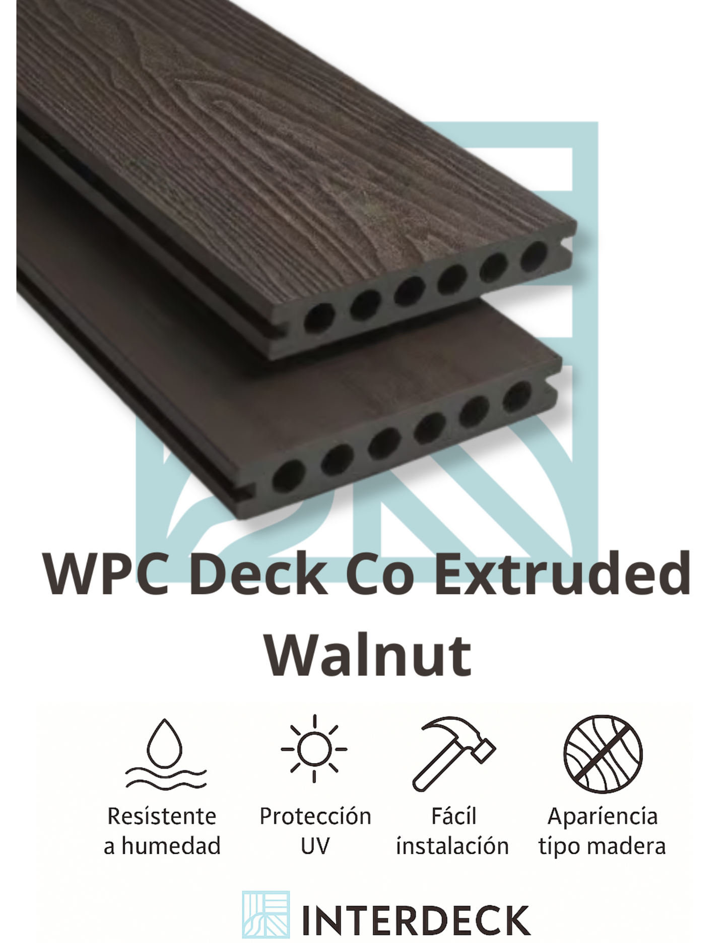 WPC Deck Coextruido Walnut 2.90 m | Interdeck
