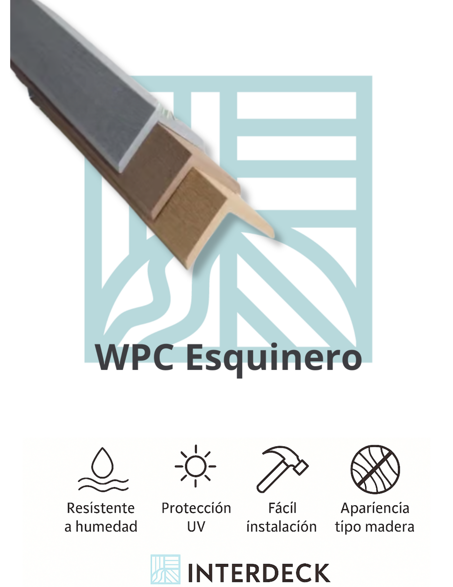 Esquinero WPC Coextruido 5.5×5.5 Acabado para Deck y Wall Panel | 2.90 m