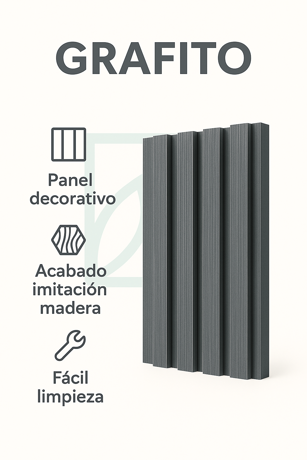 🧱 Lambrín PVC para Interiores Caja 14 pzas | Grafito – Interdeck