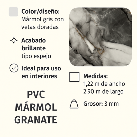 PVC Mármol Granate 1.22x2.90 m | Interdeck
