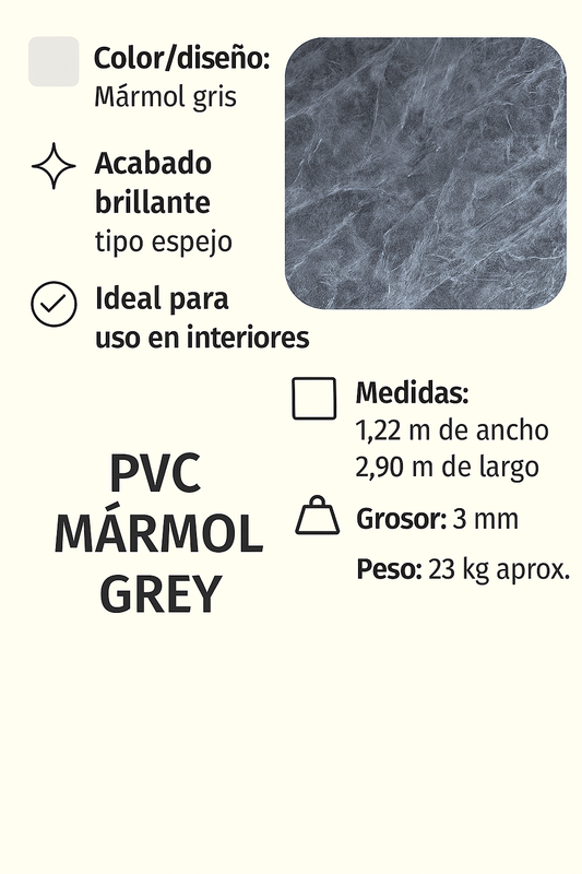 PVC Mármol Grey 1.22x2.90 m | Interdeck