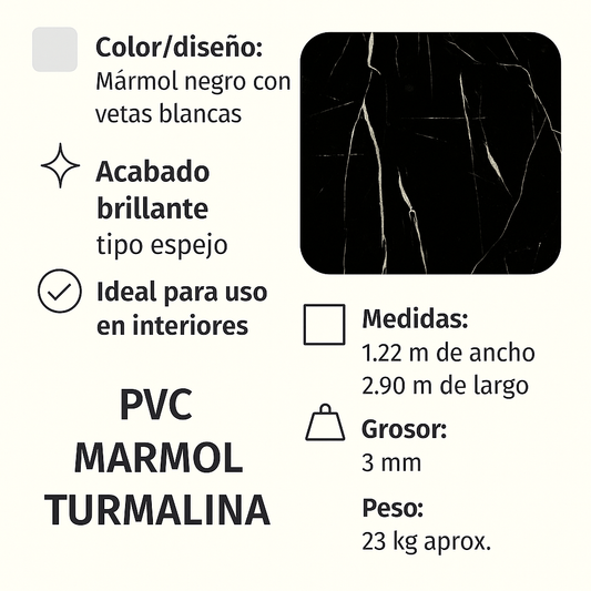 PVC Mármol Turmalina 1.22x2.90 m | Interdeck