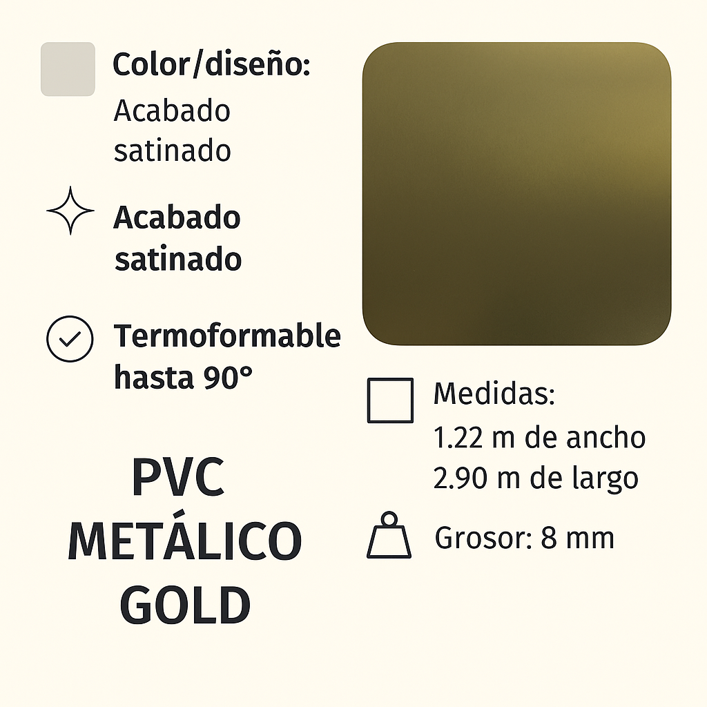 PVC Metálico Gold 8mm para Muros y Superficies – Interdeck