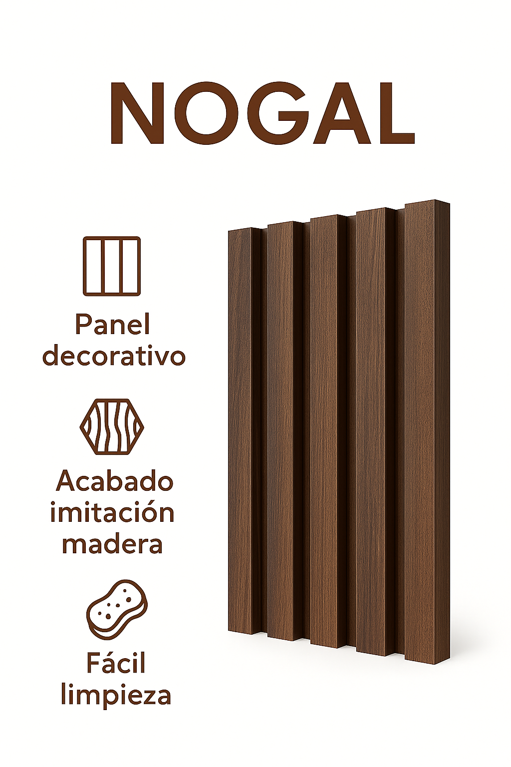 🧱 Lambrín PVC para Interiores Caja de 14 pzas | Nogal – Interdeck