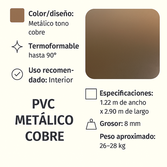 PVC Metálico Cobre 8mm para Muros y Superficies – Interdeck