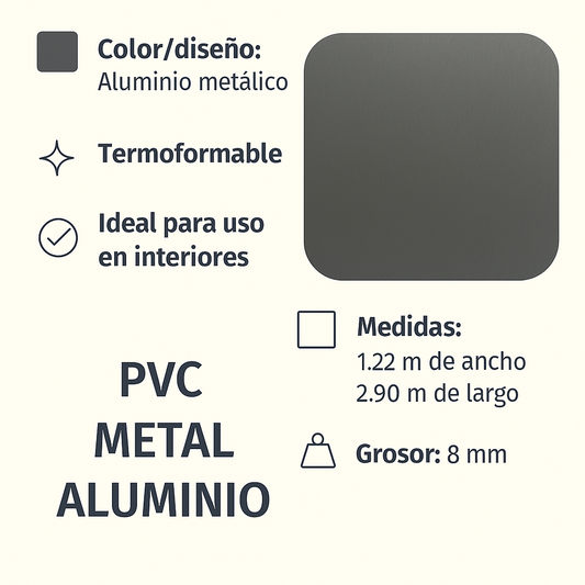 PVC Metálico Aluminio 8mm para Muros y Superficies – Interdeck