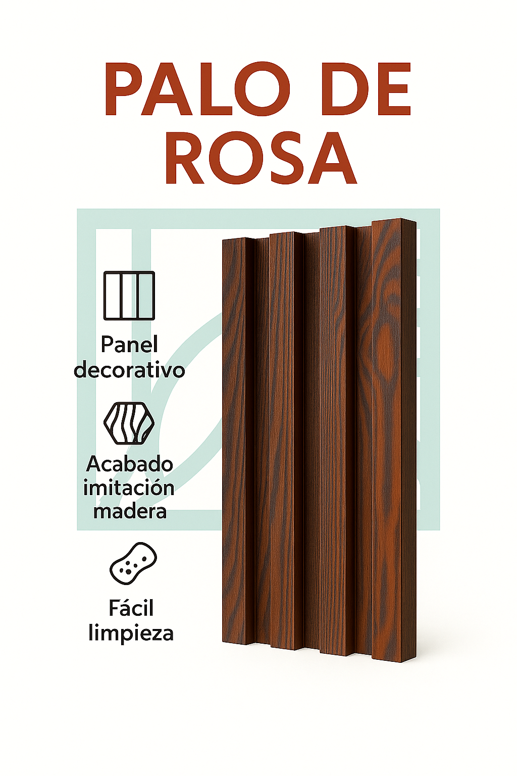 🧱 Lambrín PVC para Interiores Caja 14 pzas | Palo de Rosa – Interdeck