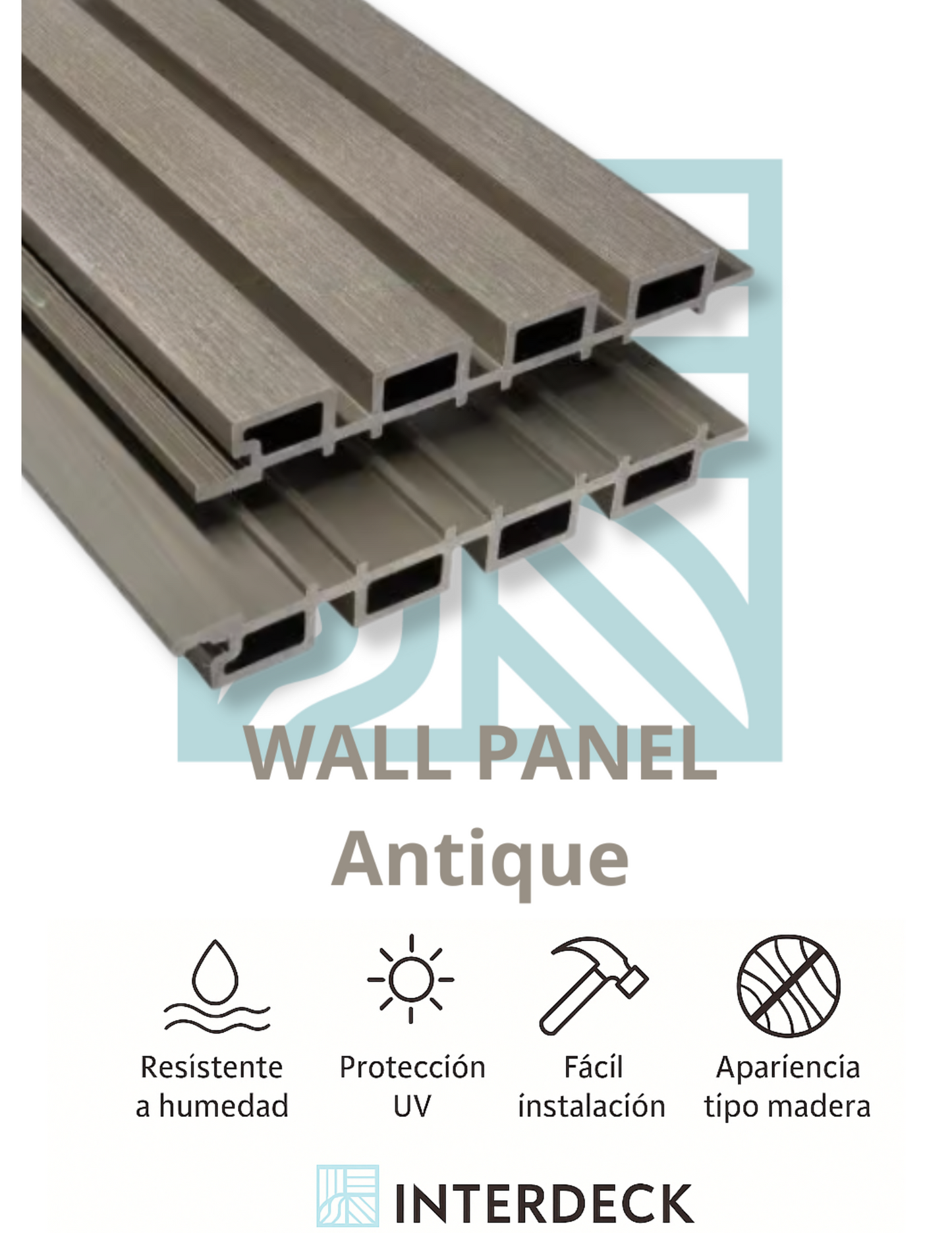 WPC Wall Panel Coextruido Chico Antique 2.90 m | Interdeck