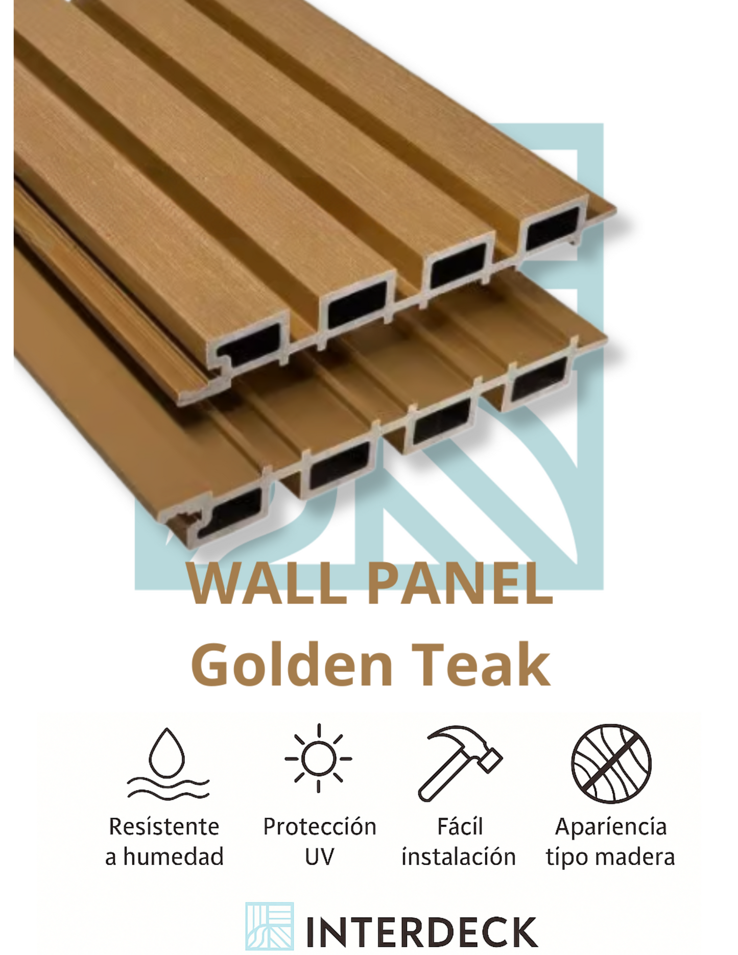 WPC Wall Panel Coextruido Chico Golden Teak 2.90m | Interdeck