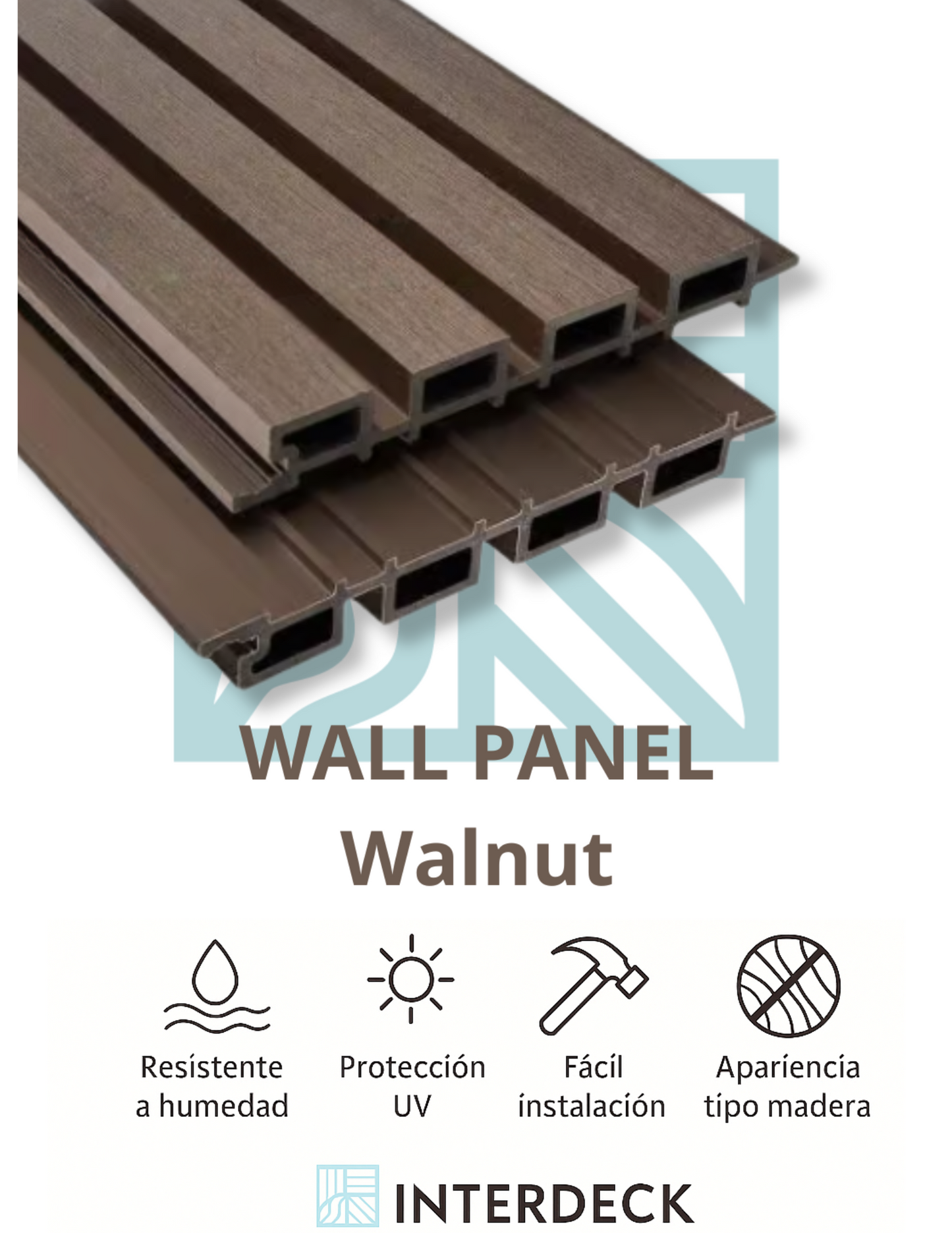 WPC Wall Panel Coextruido Chico Walnut 2.90m | Intredeck