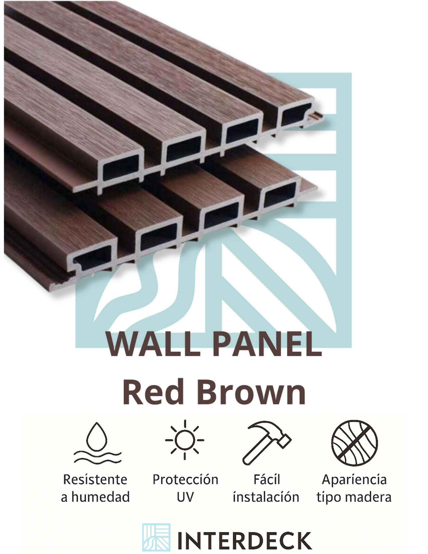 WPC Wall Panel Coextruido | Red Brown | 2.90 m | Interdeck
